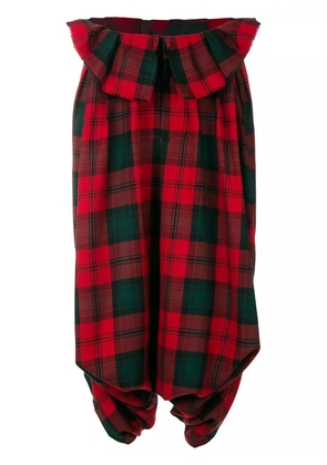 Comme Des Garçons Pre-Owned tartan drop-crotch trousers - Red