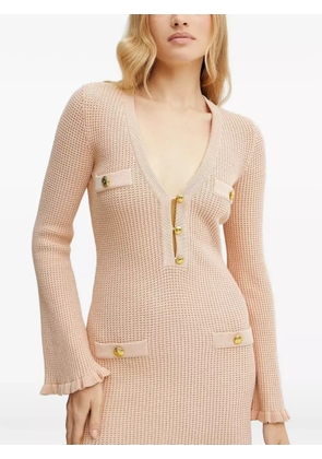 Elisabetta Franchi waffle-knit ruffled mini dress - Pink