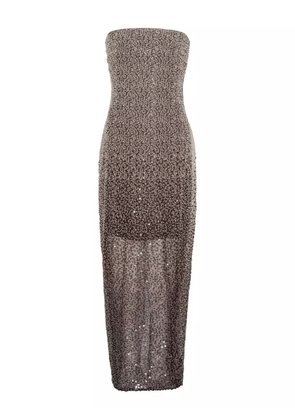 ROTATE BIRGER CHRISTENSEN beaded midi tube dress - Brown