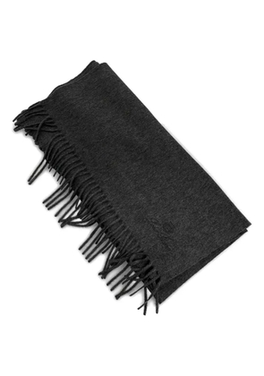 Loro Piana fringed embroidered-logo scarf - Black