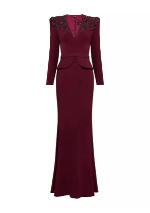 Jenny Packham sequin-embellished V-neck maxi dress - Red