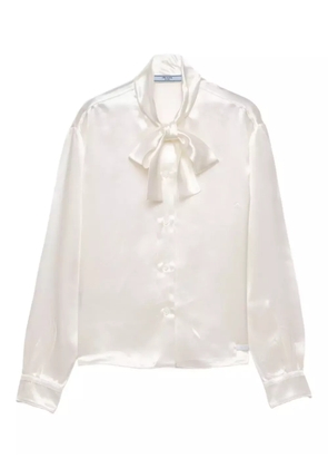 Prada scarf-collar satin shirt - White