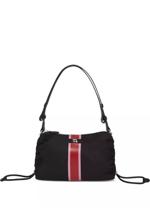 Karl Lagerfeld Ikon-logo stripe drawstring shoulder bag - Black