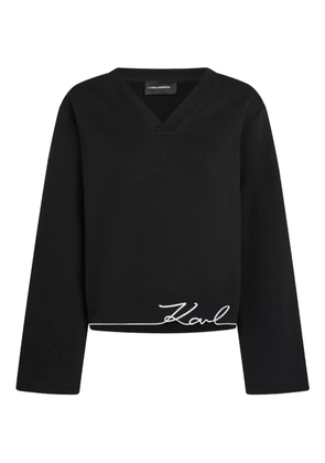 Karl Lagerfeld signature-hem v-neck sweater - Black