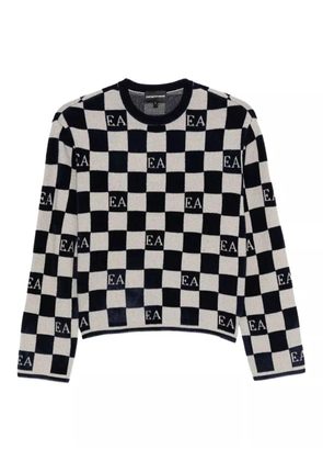 Emporio Armani check-pattern sweater - Black