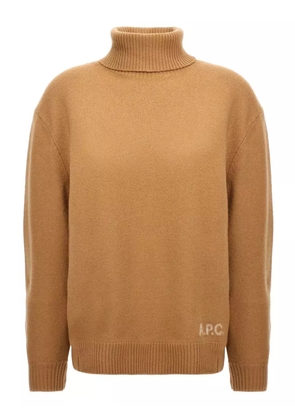 A.P.C. turtleneck logo-detail sweater - Brown