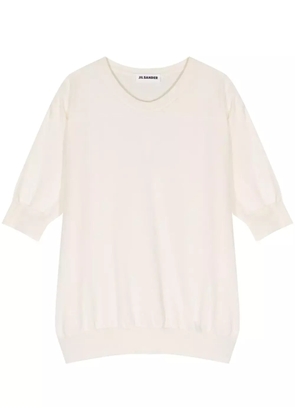 Jil Sander ribbed-trim cotton T-shirt - Neutrals