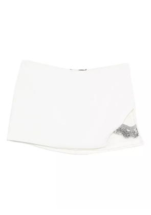 Amen beaded-embellished side-split mini skirt - White