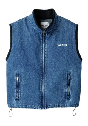 Miu Miu cashmere denim blouson vest - Blue