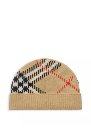 Burberry check jacquard-knitted beanie - Neutrals