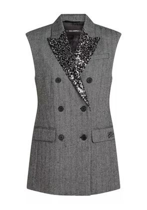 Karl Lagerfeld sequin-embellished double-breasted waistcoat - Grey