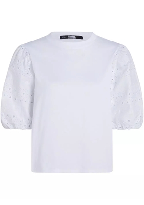 Karl Lagerfeld broderie-anglaise cotton T-shirt - White