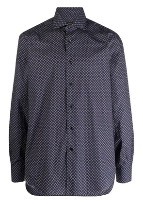 Barba geometric micro-pattern shirt - Blue