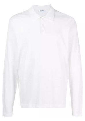 Paltò long-sleeved cotton-linen polo shirt - White