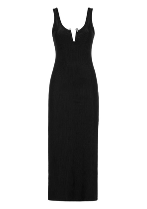 Philipp Plein metallic skull detail ribbed midi dress - Black