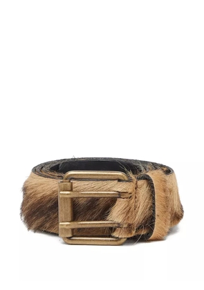 Diesel long-hair leather buckle belt - Brown