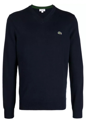 Lacoste logo-embroidered fine-ribbed jumper - Blue