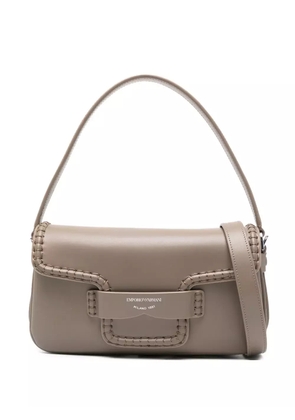 Emporio Armani braided-detail leather shoulder bag - Neutrals