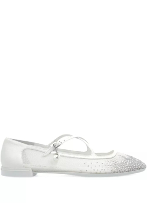 Jimmy Choo crystal-embellished flat pumps - White