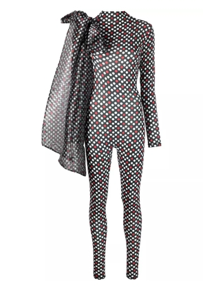 Atu Body Couture bow-detail polka-dot jumpsuit - Black