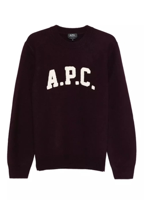 A.P.C. Jay varsity-logo crew-neck sweater - Red