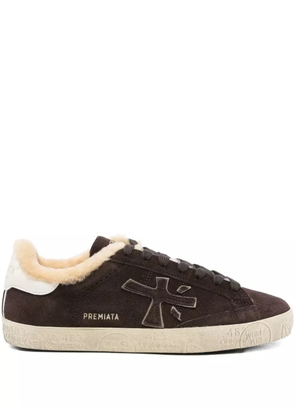Premiata Steven shearling-lined suede sneakers - Brown