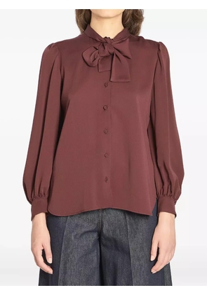 Max Mara puff-sleeve bow blouse - Brown