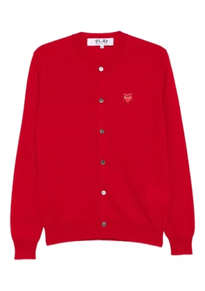 Comme Des Garçons Play heart-emblem rhinestone-embellishment cardigan - Red