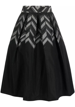 Gemy Maalouf chevron-print pleated midi skirt - Black
