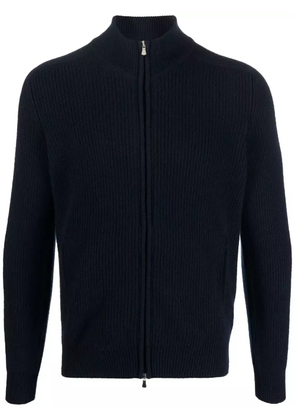 Barba rib-knit zipped cardigan - Blue