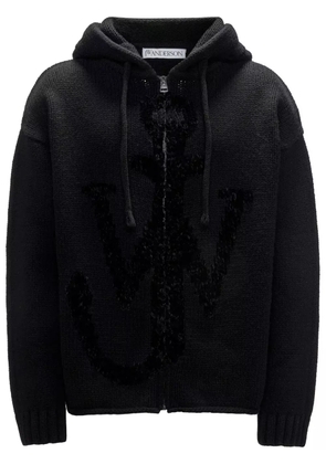 JW Anderson anchor-logo zip hoodie - Black