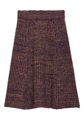 Prada ribbed flared knit midi skirt - Brown