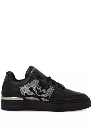 Philipp Plein Crystal Lo-Top Leather Sneakers - Black