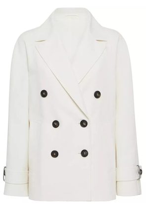 Brunello Cucinelli Monili bead-embellished peacoat - White