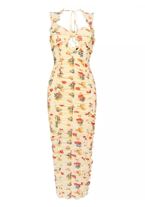 De La Vali Pampapato floral-print midi dress - Yellow