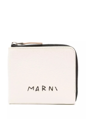 Marni logo-embroidered leather wallet - White