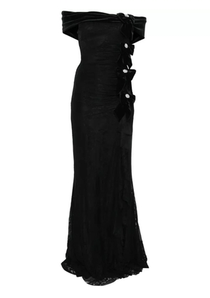 NISSA bow-detail lace maxi dress - Black