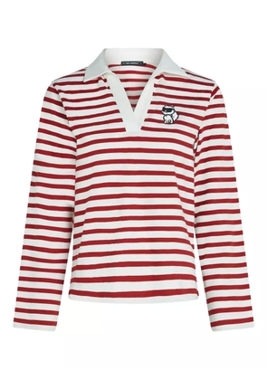 Karl Lagerfeld striped polo-collar t-shirt - Red