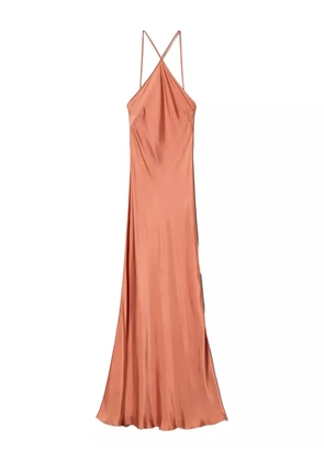 TWINSET cross-halter satin maxi dress - Pink