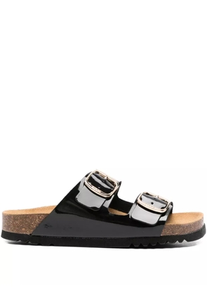Scholl patent-finish buckle sandals - Black
