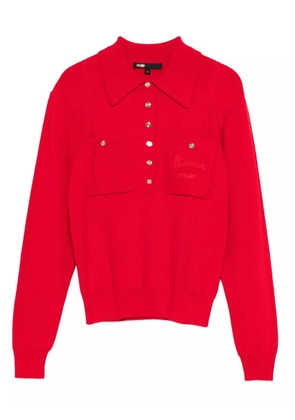 Maje patch-pocket buttoned top - Red