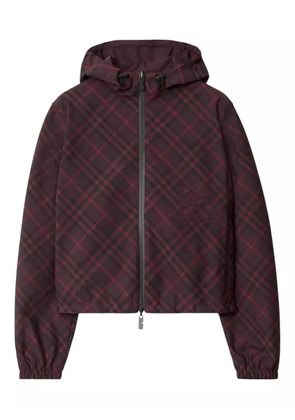 Burberry check-pattern hooded cropped jacket - Red