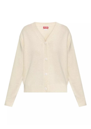 Kenzo tiger-embroidery buttoned cardigan - Neutrals