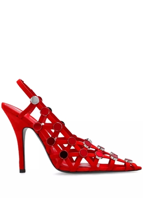 The Attico Grid 105mm leather pumps - Red