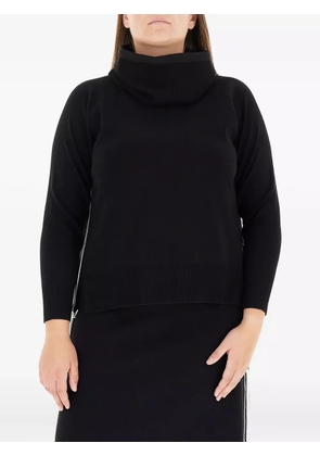ELENA MIRO` cowl-neck side-stripe sweater - Black