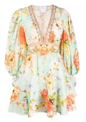 Camilla floral-print embellished dress - Green