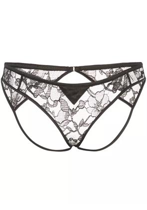 Fleur Du Mal Magnolia lace ouvert briefs - Black