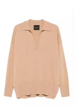 Roberto Collina polo-collar ribbed-hem sweater - Brown