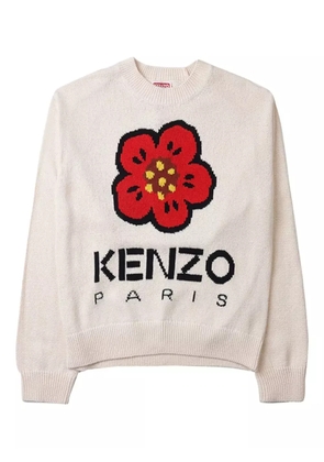 Kenzo flower-jacquard logo sweater - White