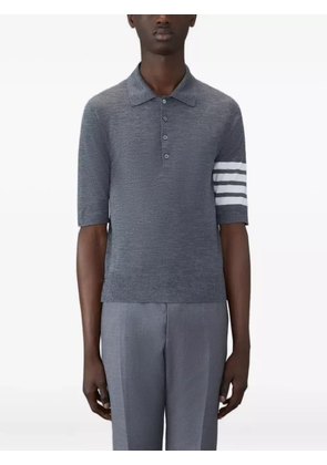 Thom Browne four-stripe short-sleeve polo shirt - Grey